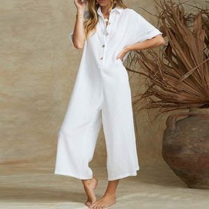 White short sleeve jumpsuit